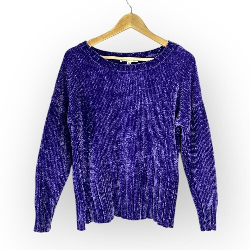 Seven7 Pullover Sweater Women's Small Purple Knit Plush Chenille Long Sleeve